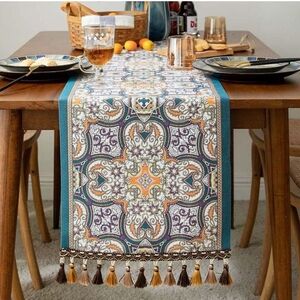 Yccafgaanm Bohemian Polyester Jacquard Table Runner, 68 in.